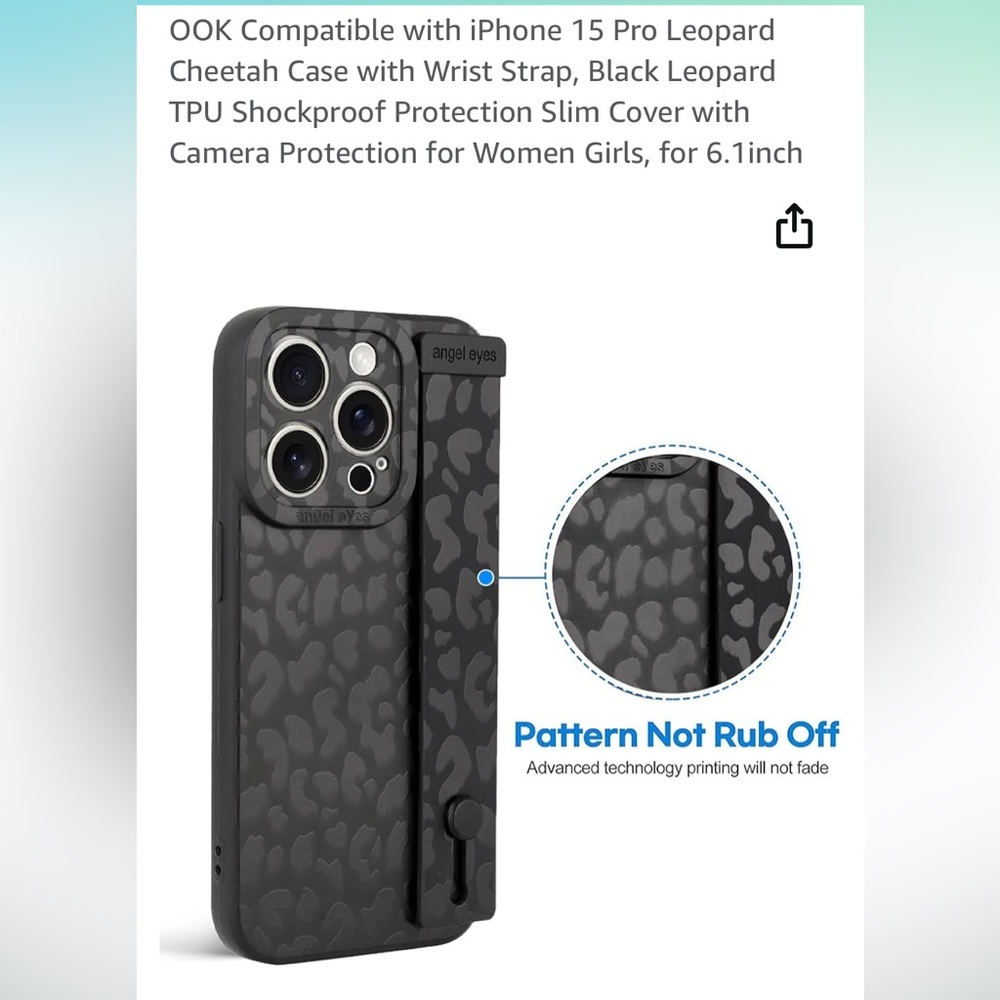 Black leopard iPhone 15 pro case. Never used.